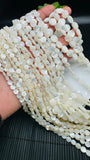 White MOP Faceted Coin Beads • 8 mm/ 10mm Size • 40 cm length • AAA Quality • Natural White Mother of Pearl