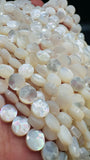 White MOP Faceted Coin Beads • 8 mm/ 10mm Size • 40 cm length • AAA Quality • Natural White Mother of Pearl