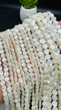 White MOP Faceted Heart Beads • 6 mm/ 8 mm Size • 40 cm length • AAA Quality • Natural White Mother of Pearl