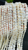 White MOP Faceted Heart Beads • 6 mm/ 8 mm Size • 40 cm length • AAA Quality • Natural White Mother of Pearl