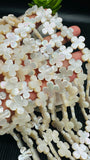 White MOP Cross Flower Beads • 17 mm Size • 40 cm length • AAA Quality • Natural White Mother of Pearl