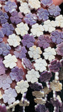 Wampum Quahog Shell Flower Beads • 12x12 mm Size • 4 Petal flower Double Side Carving • 40 cm Length • AAA Quality • Natural Wampum Shell