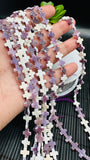 Wampum Quahog Shell Cross Beads • 8 mm Size • 40 cm length • AAA Quality • Natural Wampum Shell • Purple Color