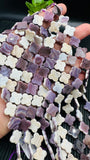 Wampum Quahog Shell Clover Flower Beads • 13x13 mm Size • 40 cm length • AAA Quality • Natural Wampum Shell • Purple Color