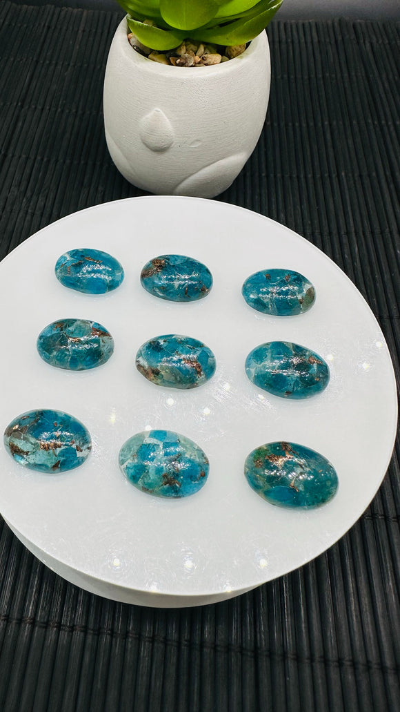 Apatite Cabochon 13x18 mm Size • Pack of 2 Pcs • AAA Quality  • Apatite Oval Cabochons