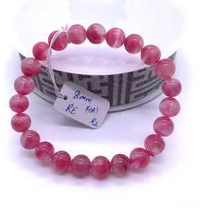 Rhodonite Bracelet 8 mm size Code# R2 • AAAA Quality • Natural Larimar Round Bracelet- Length 7.50 Inch