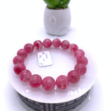 Rhodonite Bracelet 12 mm size Code# R7 • AAAA Quality • Natural Rhodonite Round Bracelet- Length 7.50 Inch