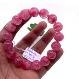 Rhodonite Bracelet 12 mm size Code# R7 • AAAA Quality • Natural Rhodonite Round Bracelet- Length 7.50 Inch