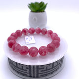 Rhodonite Bracelet 12 mm size Code# R7 • AAAA Quality • Natural Rhodonite Round Bracelet- Length 7.50 Inch