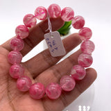 Rhodonite Bracelet 12 mm size Code# R8 • AAAA Quality • Natural Larimar Round Bracelet- Length 7.50 Inch