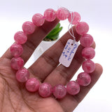 Rhodonite Bracelet 12 mm size Code# A4 • AAA+ Quality • Natural Larimar Round Bracelet- Length 7.50 Inch