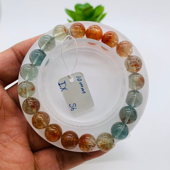 Sunstone Bracelet 10 mm size- Code #S6  -AAA Quality - Natural Sunstone Round Bracelet - Length 7.5 Inch