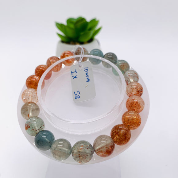 Sunstone Bracelet 10 mm size- Code #S8  -AAA Quality - Natural Sunstone Round Bracelet - Length 7.5 Inch