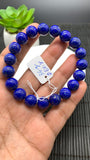 Lapis Bracelet- 10 mm Size - Code L1 - Natural Lapis Round Bracelet- Length 7.5 Inches - AAA Quality - Dark Blue Color Lapis