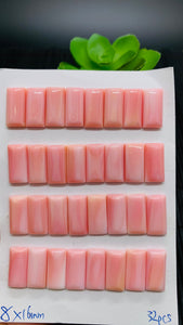 Queen Conch Shell Rectangle Cabs • 8x16 mm Size • Pack of 2 Pcs • AAA Quality • Flat Back • Queen Conch Cabochons