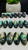 Abalone Shell Oval Cabs- 12x24 mm Size- Pack of 2 Pcs- AAAA Quality-  Natural Abalone Cabochons