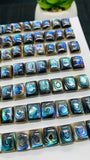 Abalone Shell Rectangle Cabs- 8x10 mm Size- Pack of 5 Pcs- AAAA Quality-  Natural Abalone Cabochons