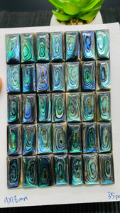 Abalone Shell Rectangle Cabs- 9x18 mm Size- Pack of 2 Pcs- AAAA Quality-  Natural Abalone Cabochons