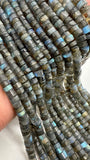 Labradorite Faceted Heist Beads 6.5 -7 mm Size - AAA Quality- Length 13.5 Inch- Labradorite Heishi Beads