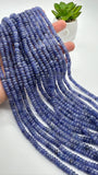 Tanzanite Roundel Beads - 6 mm Size- Length 14'' -  Natural Tanzanite Rondelle Beads