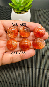 Sunstone Round Cabochon • 18 mm Size • Code A48 -A53 • 3A/4A Quality • Sunstone Round Cabs • Natural Sunstone Cabs