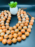 Orange Calcite Round Beads 20 MM - Length 40 cm - AAA Quality- Rare Available Beads - 100% Natural