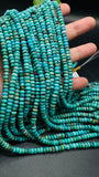 Turquoise Roundel Beads 5 mm size AA+ Quality- Natural Turquoise - Length 40 cm - Turquoise Rondelle Beads