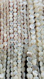 White MOP Faceted Heart Beads • 6 mm/ 8 mm Size • 40 cm length • AAA Quality • Natural White Mother of Pearl