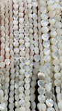 White MOP Faceted Heart Beads • 6 mm/ 8 mm Size • 40 cm length • AAA Quality • Natural White Mother of Pearl