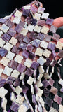 Wampum Quahog Shell Clover Flower Beads • 13x13 mm Size • 40 cm length • AAA Quality • Natural Wampum Shell • Purple Color