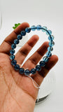 Aquamarine Round Bracelet • 8 mm Size • Code G5 • 5A Quality • 7.5 Inch Length • Natural Aquamarine Bracelet