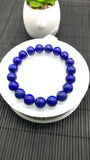 Lapis Bracelet- 10 mm Size - Code L2 - Natural Lapis Round Bracelet- Length 7.5 Inches - AAA Quality - Dark Blue Color Lapis