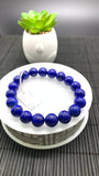 Lapis Bracelet- 10 mm Size - Natural Lapis Round Bracelet- Length 7.5 Inches - AAA Quality - Dark Blue Color Lapis