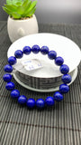 Lapis Bracelet- 10 mm Size - Code L2 - Natural Lapis Round Bracelet- Length 7.5 Inches - AAA Quality - Dark Blue Color Lapis