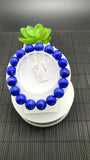 Lapis Bracelet- 12 mm Size - Code L 11 - Natural Lapis Round Bracelet- Length 7.5 Inches - AAA Quality - Dark Blue Color Lapis