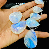 Moonstone Faceted Briolette • Size 27-47x 18-33 mm • Code #M1 • 4A Quality • Length 10 Inch • Moonstone Faceted Pear Briolette Beads