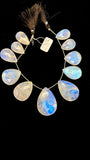 Moonstone Faceted Briolette • Size 37-46x 20-31 mm • Code #M2 • 4A Quality • Length 10 Inch • Moonstone Faceted Pear Briolette Beads