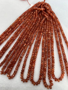 Sunstone faceted Roundel 5-7 mm Necklace, 16 Inch Strand- good Quality - Natural Sunstone Faceted Roundel beads