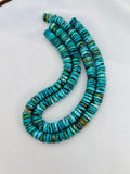 Natural Turquoise 12MM Heishi shape, genuine Turquoise beads, Length 16” origin Hubei Mine.