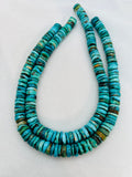 Natural Turquoise 12MM Heishi shape, genuine Turquoise beads, Length 16” origin Hubei Mine.