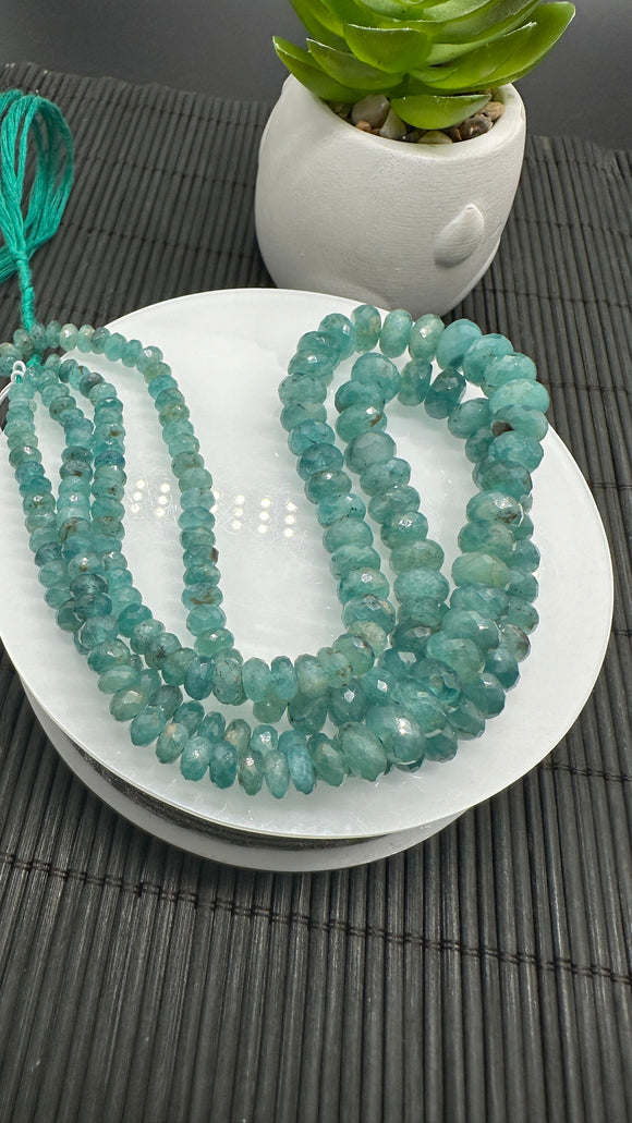 Grandidierite Faceted Roundel Beads - 5-9 mm size - Code G14- 4A+ Quality - Length 13'' - Natural Grandidierite Rondelle Beads