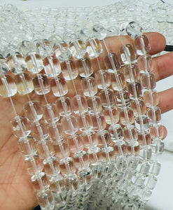 Crystal Tube Beads 9x11 mm size , Crystal Cylindrical Beads - 38 cm Strand - Natural Clear Crystal Beads