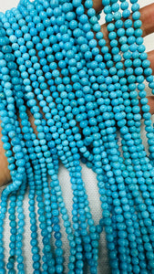 4MM Sleeping Beauty Turquoise Round Beads   -100 % Natural Turquoise -  Length 40 cm - Turquoise Round Blue AAAA Quality