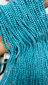 Sleeping Beauty Turquoise Round Beads  4- 4.5 mm Size - 100 % Natural Turquoise -  Length 40 cm - Turquoise Round Blue AAAA Quality