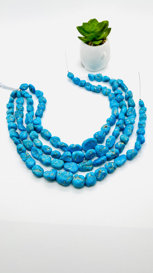 Kingman Turquoise Nugget Beads • 15-22x 12-16 mm Size • AAA Quality • Length 40cm • Natural American Turquoise