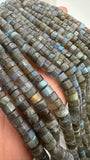 Labradorite Faceted Heist Beads 6.5 -7 mm Size - AAA Quality- Length 13.5 Inch- Labradorite Heishi Beads