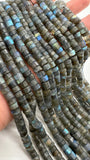 Labradorite Faceted Heist Beads 6.5 -7 mm Size - AAA Quality- Length 13.5 Inch- Labradorite Heishi Beads