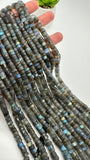 Labradorite Faceted Heist Beads 6.5 -7 mm Size - AAA Quality- Length 13.5 Inch- Labradorite Heishi Beads