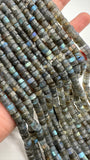 Labradorite Faceted Heist Beads 6.5 -7 mm Size - AAA Quality- Length 13.5 Inch- Labradorite Heishi Beads