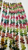 Tourmaline Faceted Drop Beads- 3-3.5x 5.5 mm Size - AAA Quality - 6 Inch length - Natural Multi Tourmaline Briolette